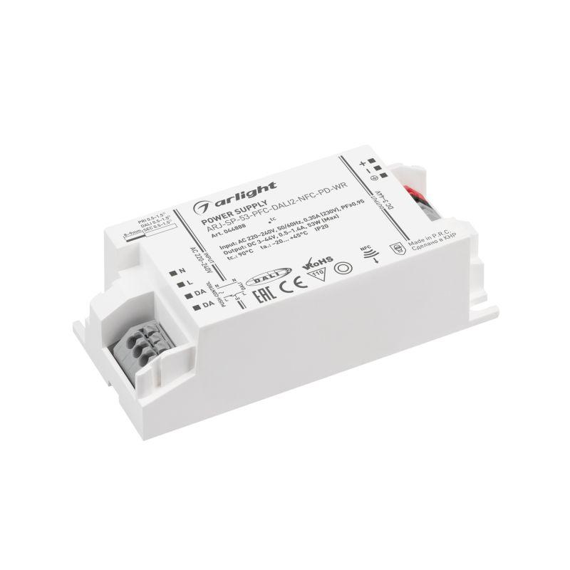 блок питания arj-sp-53-pfc-dali2-nfc-pd-wr 53вт 3-44в 0.5-1.4а ip20 пластик arlight 044888 от BTSprom.by