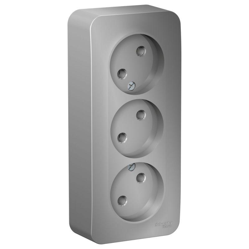 розетка 3-м оп blanca 16а ip20 250в без заземл. без защ. шторок с изолир. пластиной алюм. se blnra000313 от BTSprom.by