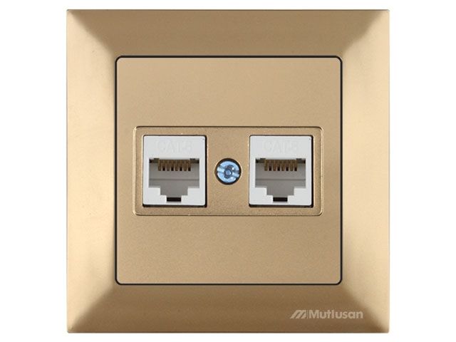 розетка компьютерная 2xrj45 (cat6, скрытая) золото, daria, mutlusan ((2xrj 45) 8-pin, соединения типа 568a или 568b) 2120 141 0180 от BTSprom.by
