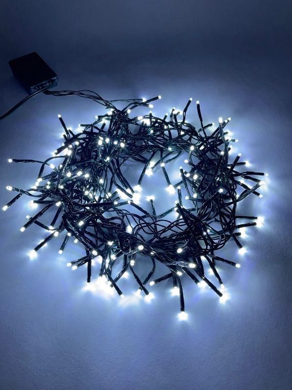 гирлянда светодиодная "нить мишура" 2м 200led 220в ip20 зел. провод хол. свет эра б0047969 от BTSprom.by
