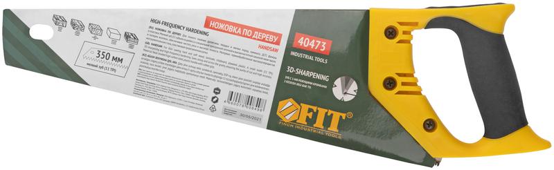  Ножовка по дереву мелкий каленый зуб 13 ТPI 3D заточка пласт.прорезиненная ручка профи 350мм FIT 40473 фото в каталоге от BTSprom.by