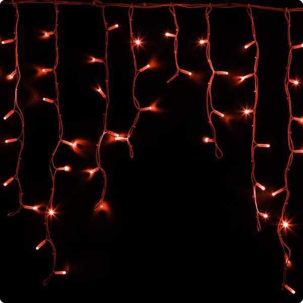гирлянда айсикл (бахрома) светодиодный, 5,6 х 0,9 м, белый провод "каучук", 230 в, диоды красные, 240 led neon-night от BTSprom.by