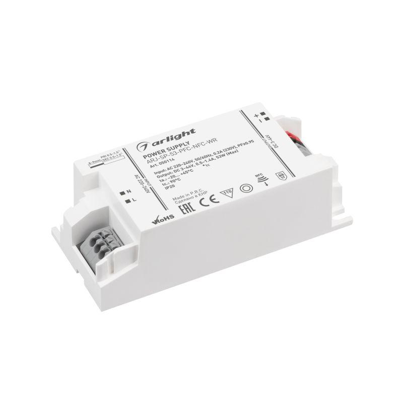 блок питания arj-sp-53-pfc-nfc-wr 53вт 3-44в 0.5-1.4а ip20 пластик arlight 050114 от BTSprom.by