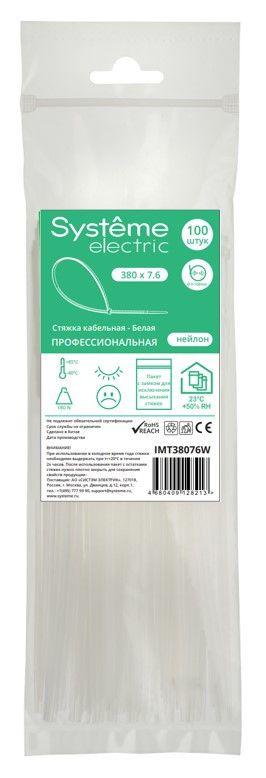 стяжка кабельная 380х7.6 бел. (уп.100шт) se imt38076w от BTSprom.by