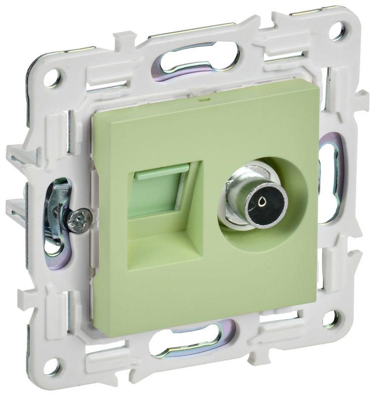 розетка двойная tv+rj45 кат.5e skandy sk-a14g мятный iek sk-ak20-1-k06 от BTSprom.by