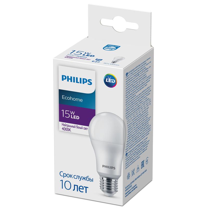 лампа светодиодная ecohome led bulb 15вт 1450лм e27 840 rca philips 929002305217 от BTSprom.by
