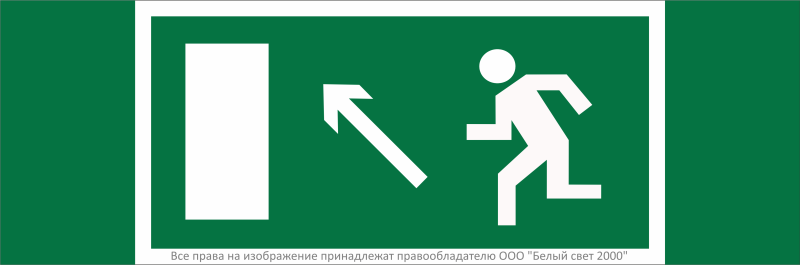 знак безопасности npu-3311.e06"напр. к эвакуационному выходу налево вверх" белый свет a32669 от BTSprom.by