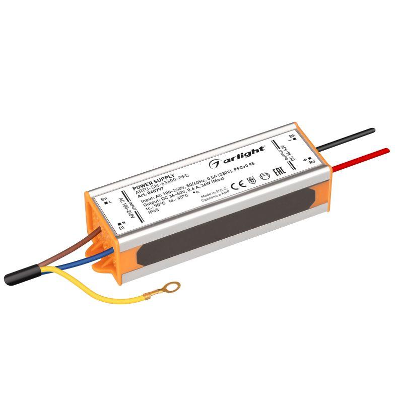 блок питания arpj-sn-63600-pfc (36вт 34-63в 600ма) (ip65 металл) arlight 040797 от BTSprom.by