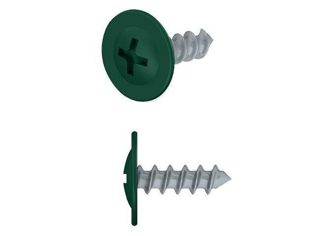 саморез 4.2х16 мм с прессшайбой, цинк, острый, ral 6005 (500 шт в карт. уп.) starfix ( цвет зеленый мох) smc1-39904-500 от BTSprom.by