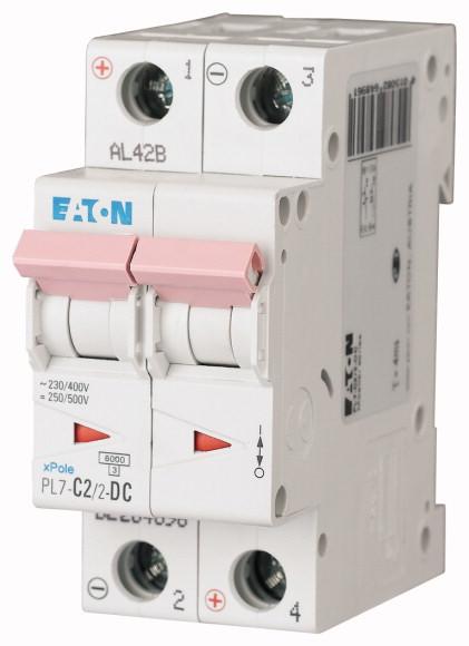 выключатель автоматический модульный 2п c 2а 6ка pl7-c2/2-dc eaton 264896 от BTSprom.by