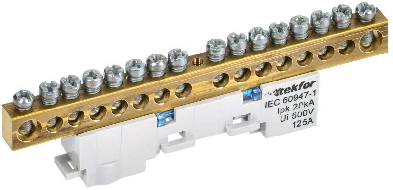 шина нулевая n изол. на универс. держ. 8х12-16-с tekfor iek tf-nn20-16-kl-k07 от BTSprom.by