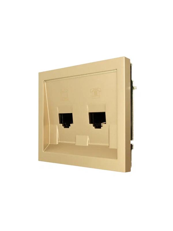  Розетка компьютер+телефон СП ZIMA IP20 с модулем Cat 6 зол. LEZARD 704-3688-144 фото в каталоге от BTSprom.by