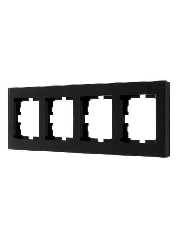 рамка 4-местн. гориз. vesna стекло черн. lezard 742-5880-149 от BTSprom.by