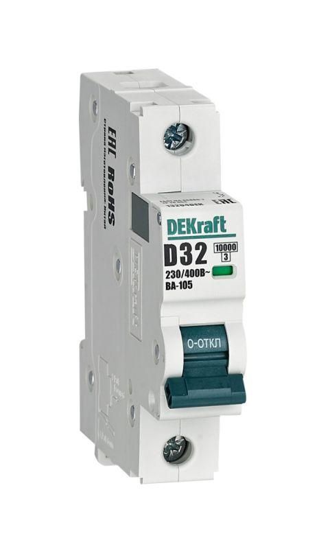 выключатель автоматический модульный 1п d 32а 10ка ва-105 dekraft 13204dek от BTSprom.by