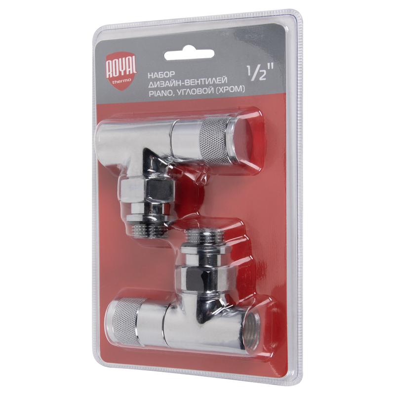  Набор дизайн-вентилей PIANO угловой 1/2дюйм хром Royal Thermo НС-1144294 фото в каталоге от BTSprom.by