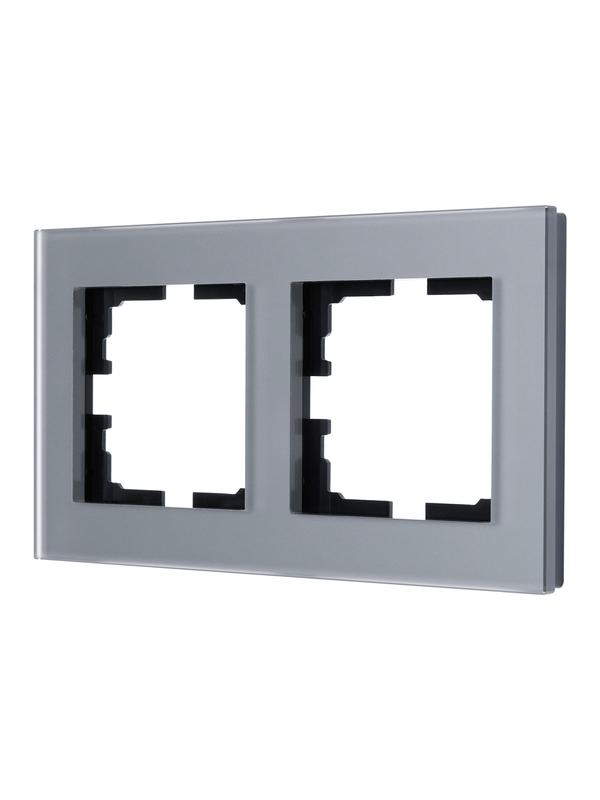 рамка 2-местн. гориз. vesna стекло асфальт матов. lezard 742-m6980-147 от BTSprom.by