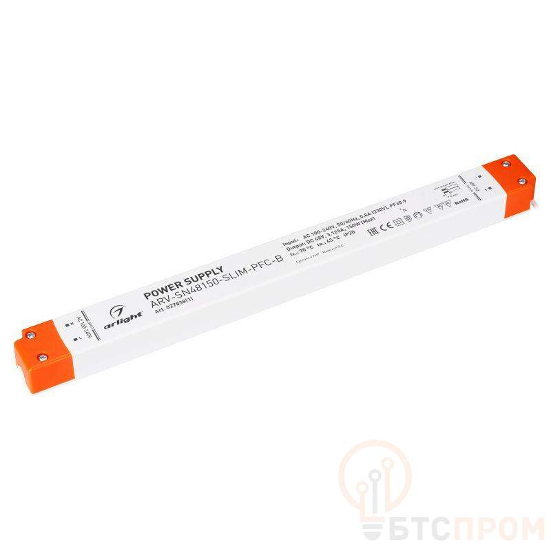 Блок питания ARV-SN48150-SLIM-PFC-B 48В 3.1А 150Вт IP20 пластик Arlight 027838(1) фото в каталоге от BTSprom.by  Блок питания ARV-SN48150-SLIM-PFC-B 48В 3.1А 150Вт IP20 пластик Arlight 027838(1) фото в каталоге от BTSprom.by