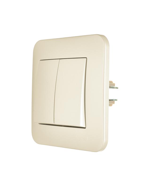  Выключатель 2-кл. 1п СП ASTI 10А IP20 в сборе жемчуж./бел. перламутр. LEZARD 7081-3030-101 фото в каталоге от BTSprom.by