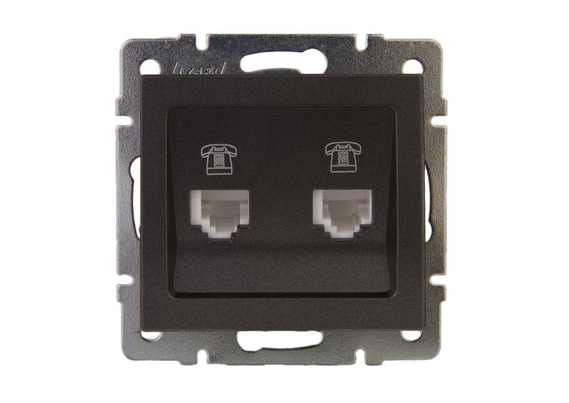 розетка телефонная 2-м rain rj11 евро стандарт механизм матов. черн. графит lezard 703-4188-138 от BTSprom.by