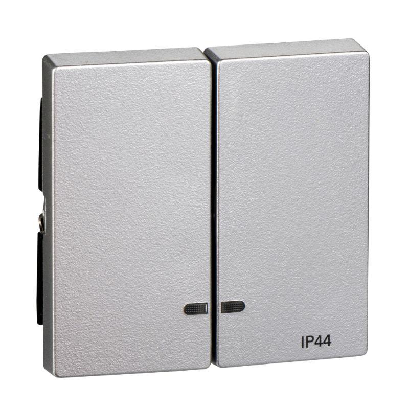  Клавиша 2-м Merten с окошком для свет. инд. IP44 алюм. SchE MTN3424-0460 фото в каталоге от BTSprom.by