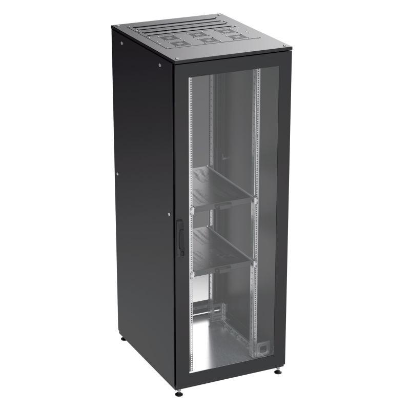 шкаф напольный собранный 19дюйм it-cqe 47u 600х1200 двери стекло/сплошн. ral 9005 dkc r5dc4762gsb от BTSprom.by