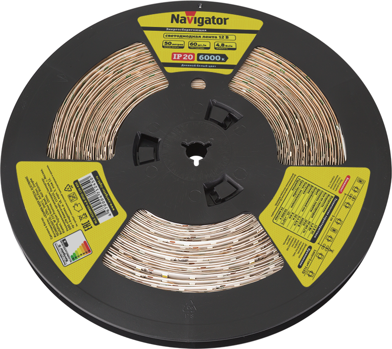 лента светодиодная 71 245 nls-3528w60-4.8-ip20-12v-r50 4.8вт/м (уп.50м) navigator 71245 от BTSprom.by