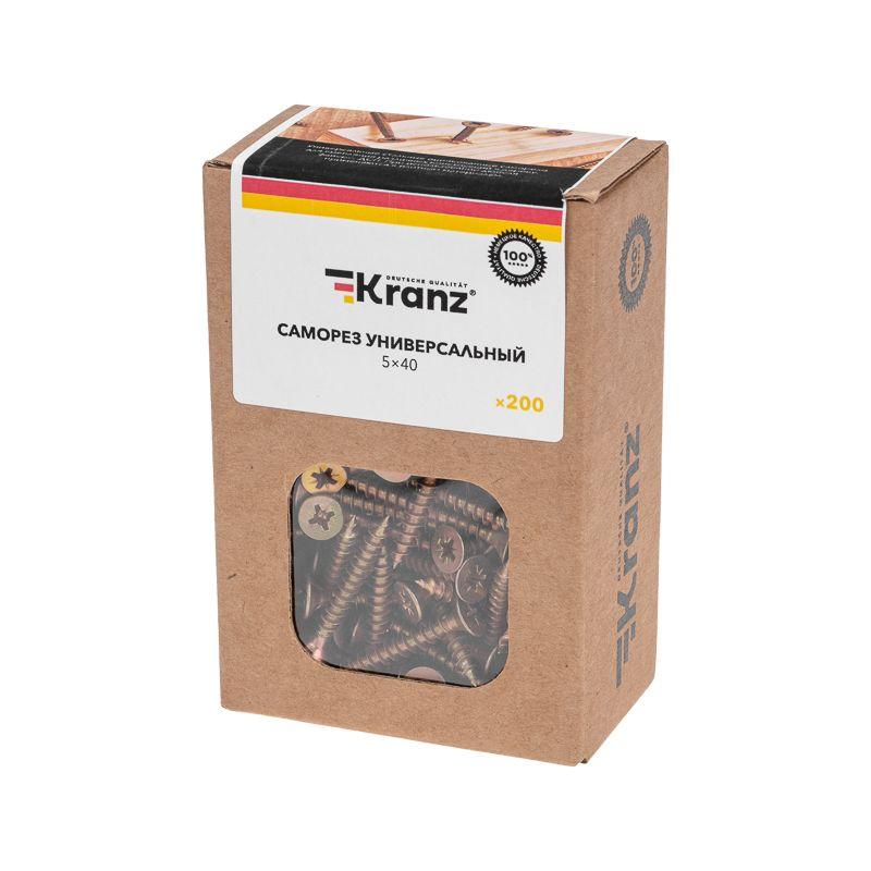  Саморез универсальный 5х40 желт. цинк (уп.200шт) Kranz KR-01-3311-039 фото в каталоге от BTSprom.by