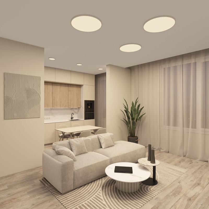  Светильник THIN 36Вт 3000К/4000К/6500К IP40 накладной переключатель цветовой температуры на корпусе полимер бел. DENKIRS 764386 фото в каталоге от BTSprom.by