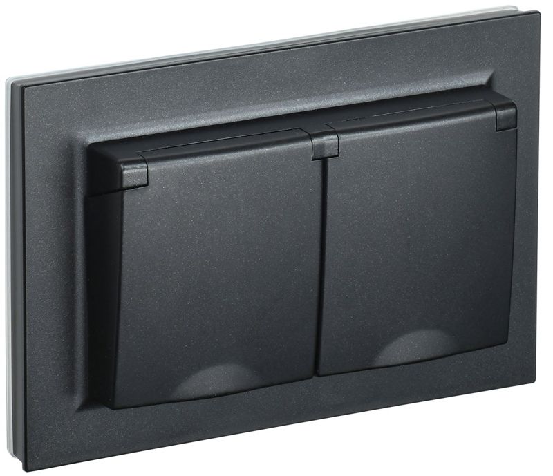 розетка 2-м сп brite рсбш12-3-44-брч 16а в сборе ip44 с крышкой черн. iek br-r26-16-44-k02-f от BTSprom.by