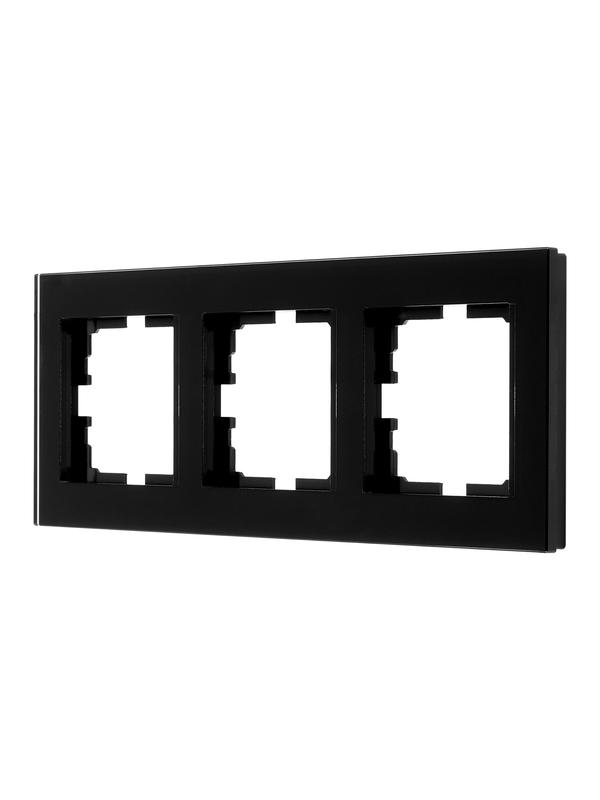 рамка 3-местн. гориз. vesna стекло черн. lezard 742-5880-148 от BTSprom.by