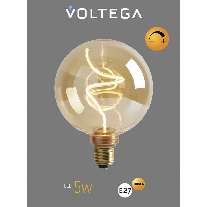 Лампа светодиодная филаментная Loft 271 G125 5Вт 1800К E27 DIM Voltega 8558 фото в каталоге от BTSprom.by