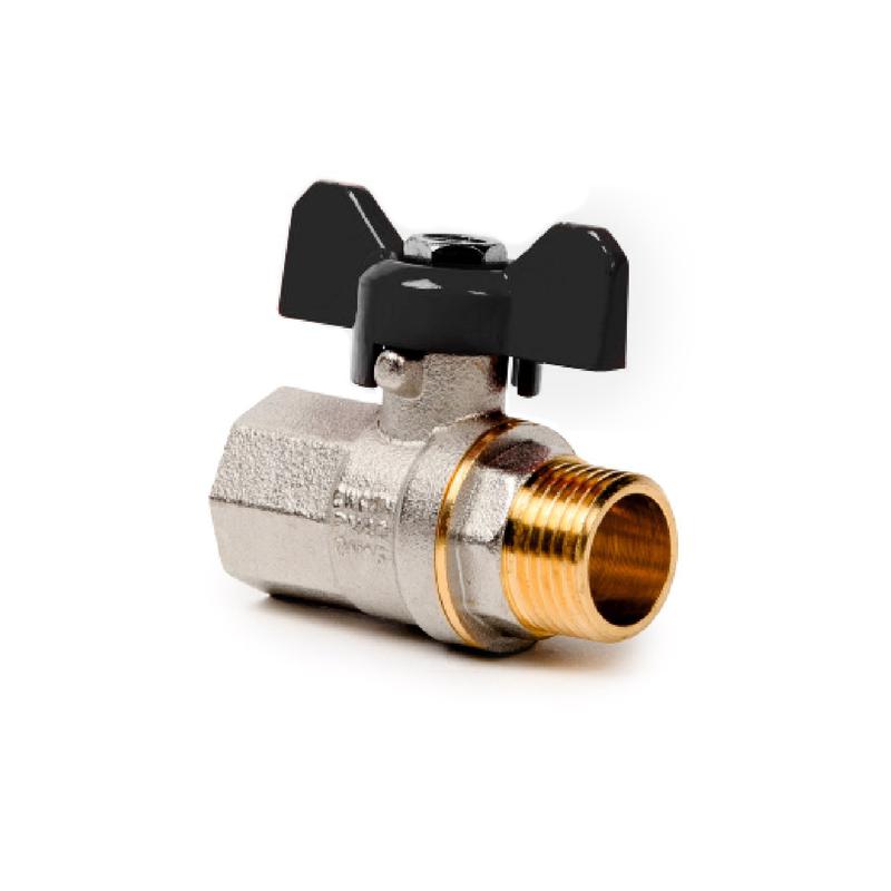 кран шаровой ручка бабочка латунь внутр./наружн. резьба 1дюйм pn40 никель (инд. упак.) rtp 34879 от BTSprom.by