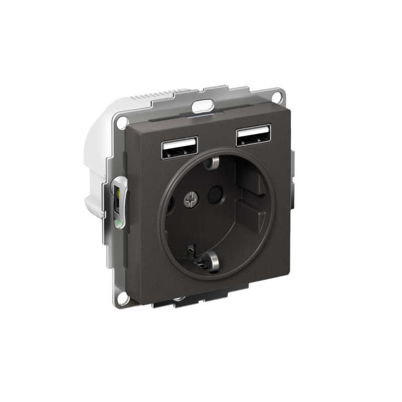 розетка atlasdesign 16а с 2-мя заряд. устройствами usb тип a+a 5в/2.4а 2х5в/1.2а механизм базальт se atn001430 от BTSprom.by