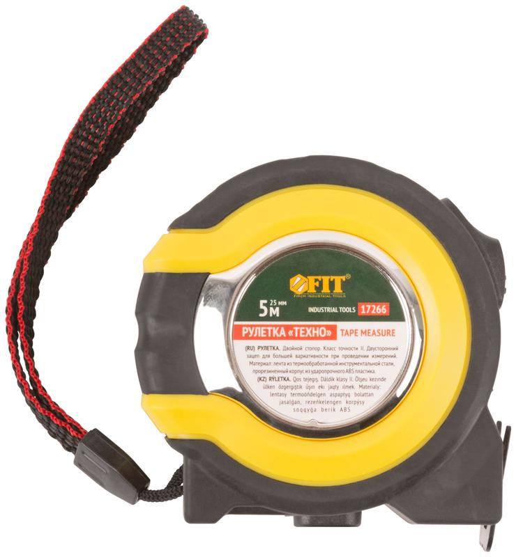  Рулетка Техно 5мх25мм прорезиненный корпус двойн. стопор FIT 17266 фото в каталоге от BTSprom.by