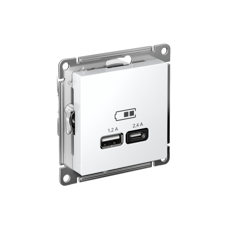 розетка usb atlasdesign тип a+c 5в/2.4а 2х5в/1.2а механизм лотос se atn001339 от BTSprom.by