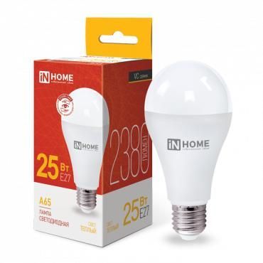 лампа светодиодная led-a65-vc 25вт грушевидная 3000к тепл. бел. e27 2380лм 230в in home 4690612024066 от BTSprom.by