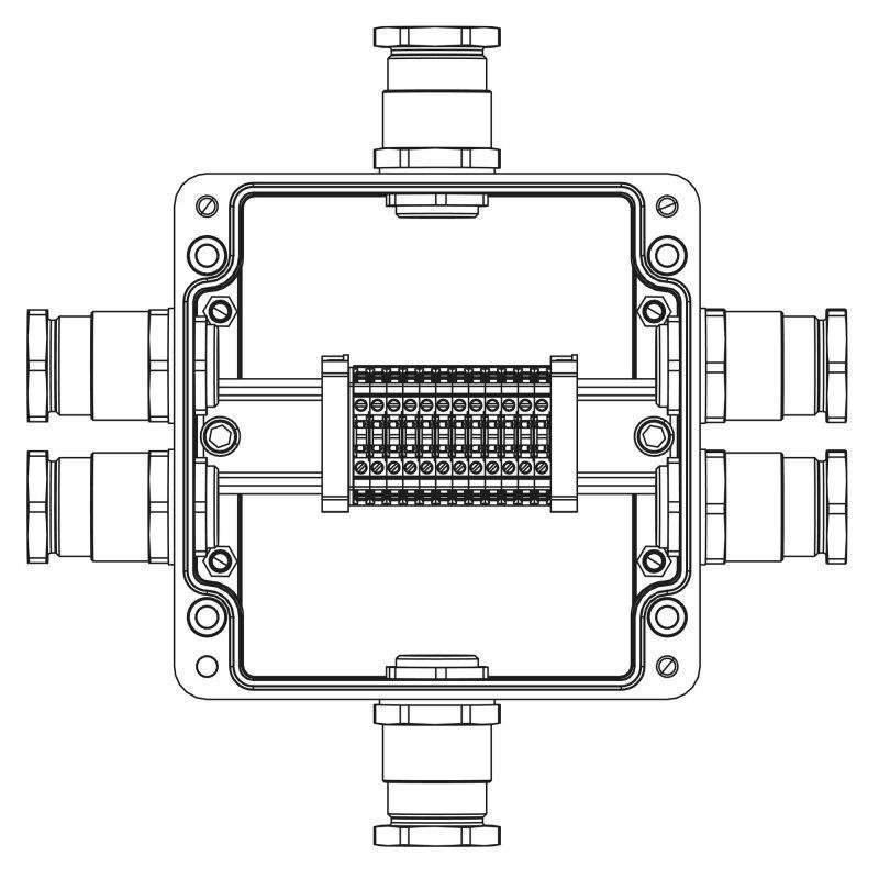 коробка взрывозащищенная клеммная из полиэстера tbe-p-05-(12xcbc.2)-2xkh3mhk(a)-1xkh3mhk(b)-2xkh3mhk(c)-1xkh3mhk(d)1ex e iic т5 gb/ ex tb iiic t95град.c db ip66/кз dkc 1231.051.22.11g от BTSprom.by
