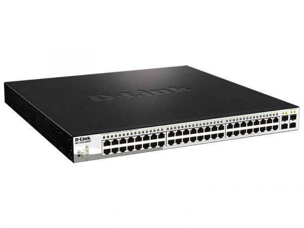коммутатор настраиваемый dgs-1210-52mpp/e2a websmart (48 порта 10/100/1000base-t; poe 802.3af/802.3at (30вт) + 4 порта 1000base-x sfp; poe-740вт d-link 1857390 от BTSprom.by