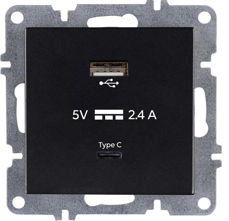 розетка lavin/karen usb + type-c механизм черн. arvia 50 07 2000 304 от BTSprom.by