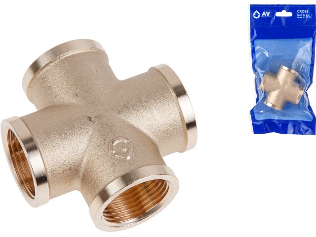 крестовина 3/4" вн.-вн.-вн.-вн., av engineering (инд. упак.) (латунь, макс.  16 бар, макс.  110 °с) ave312002 от BTSprom.by