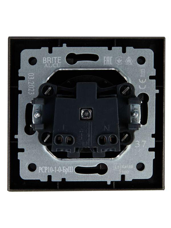  Розетка СП BRITE РСР10-1-0-БрШ 10А в сборе без заземл. без защ. шторок шампань IEK BR-R10-10-K37-F фото в каталоге от BTSprom.by