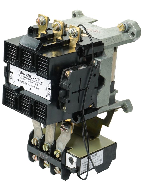 пускатель пма 4200 ухл4 в 63а кат. 110в ac 2но+2нз ip00 с реле ртт-221п 53.5-63а электротехник et055841 от BTSprom.by