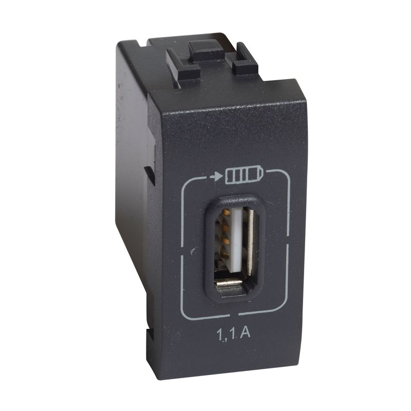 розетка usb mosaic 1мод. 1.1а 230/5в антрацит leg btc l4285c1 от BTSprom.by