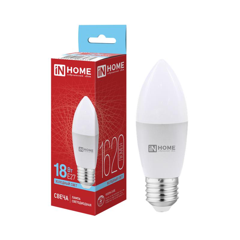 лампа светодиодная led-свеча-vc 18вт свеча 6500к e27 1620лм 230в in home 4690612065335 от BTSprom.by