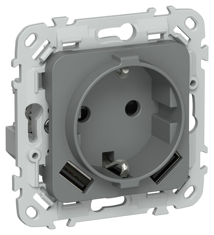 розетка 1-м сп flite рсюша11-0-флма 16а с usb a+a 3.1а с заземл. с защ. шторками механизм мокрый асфальт iek fi-r14-16-u21-d31-k80 от BTSprom.by