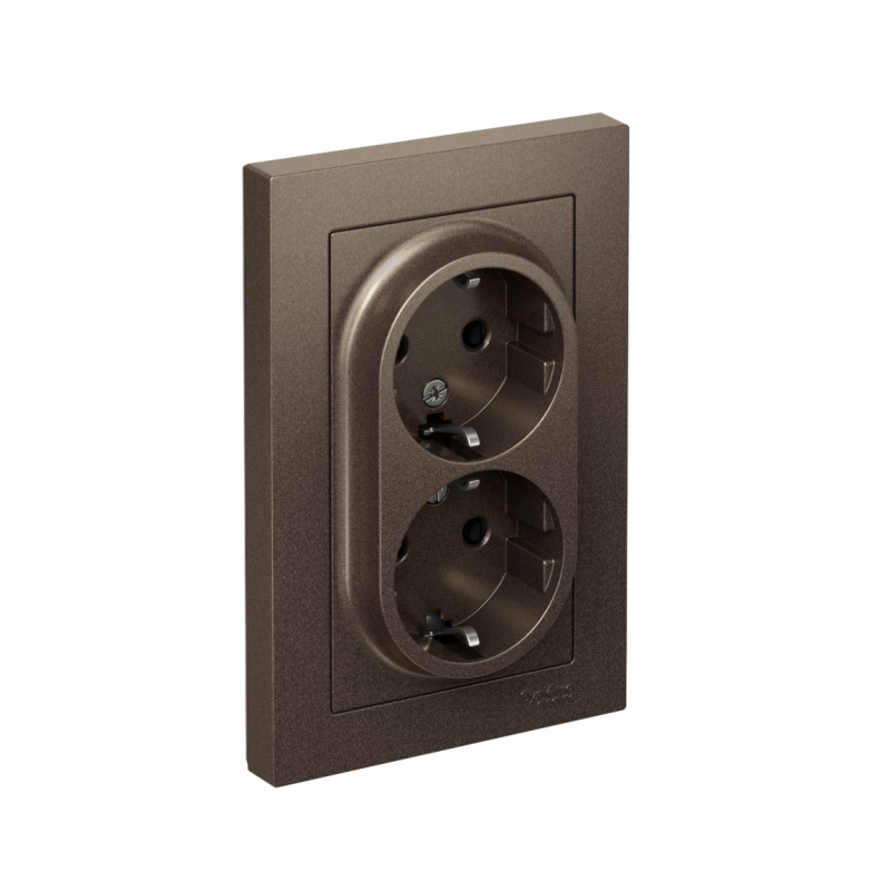 розетка 2-м сп atlasdesign 16а ip20 с заземл. в сборе мокко se atn000624 от BTSprom.by