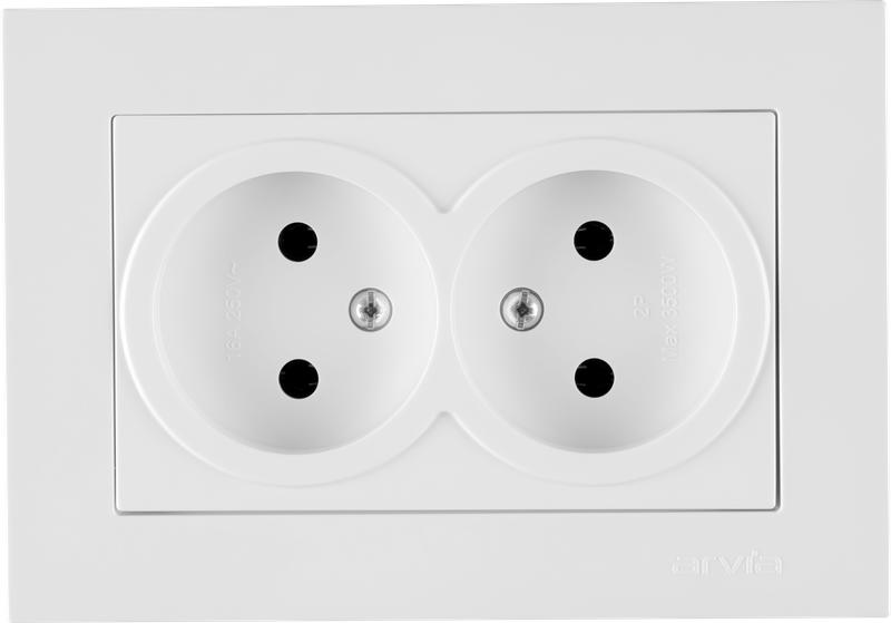 розетка 2-м без заземл. в сборе karen бел. arvia 20 01 1000 908 от BTSprom.by