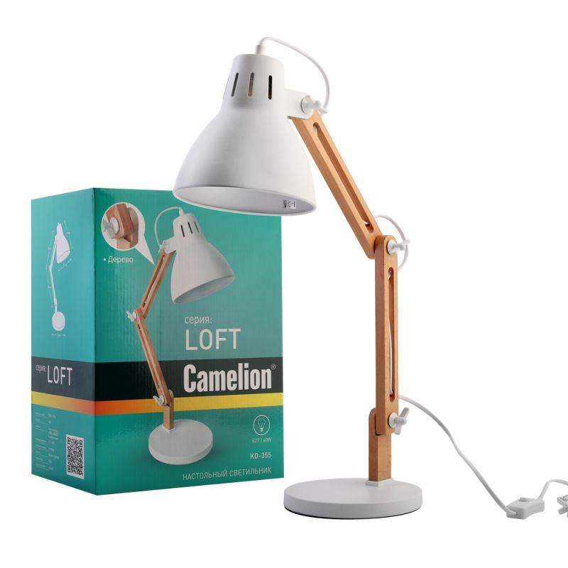 Светильник настольный KD-355 C01 230В 40Вт E27 бел. Camelion 14157 фото в каталоге от BTSprom.by  Светильник настольный KD-355 C01 230В 40Вт E27 бел. Camelion 14157 фото в каталоге от BTSprom.by