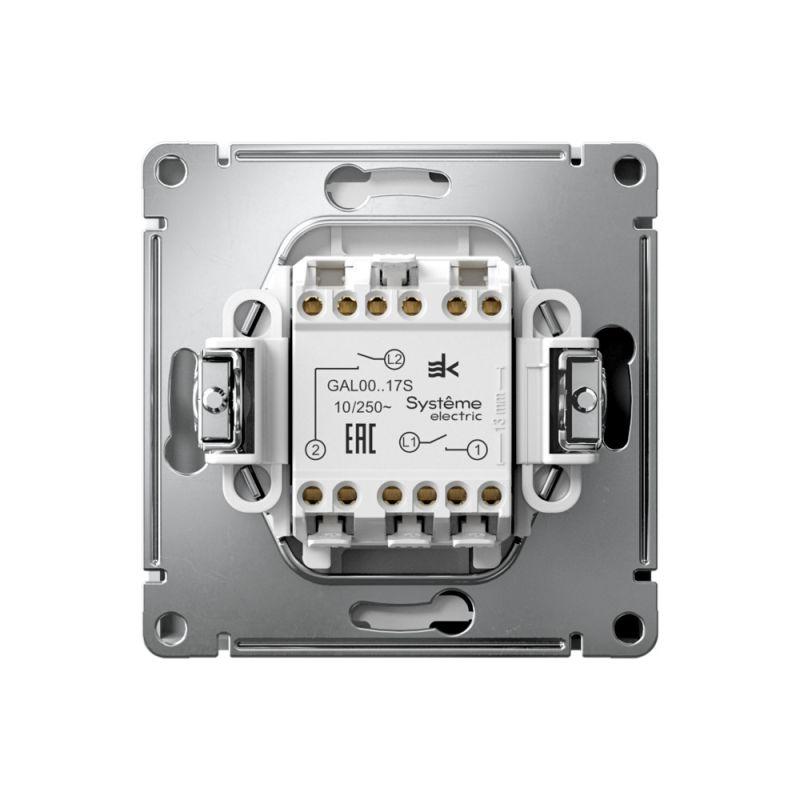  Выключатель кнопочный 2-кл. ArtGallery 10AX быстрозажим. клем. механизм лотос SE GAL001317S фото в каталоге от BTSprom.by