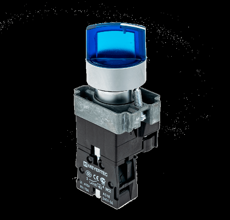 переключатель с led подсветкой 220в ac/dc син. 2 полож. 1no фикс. мет. mtb2-bk2663 овен 58217 от BTSprom.by